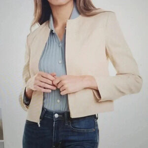 THEORY LINEN BLEND MOTO JACKET